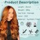 YESEGO Long Ginger Orange Curly Wavy Wig For Women 26 Inch Synthetic Lace Front Wig Middle Part Wig Heat Resistant Fiber Natural Body Wave Wigs For Daily Party Use (Ginger)