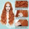 YESEGO Long Ginger Orange Curly Wavy Wig For Women 26 Inch Synthetic Lace Front Wig Middle Part Wig Heat Resistant Fiber Natural Body Wave Wigs For Daily Party Use (Ginger)