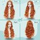 YESEGO Long Ginger Orange Curly Wavy Wig For Women 26 Inch Synthetic Lace Front Wig Middle Part Wig Heat Resistant Fiber Natural Body Wave Wigs For Daily Party Use (Ginger)
