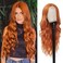 YESEGO Long Ginger Orange Curly Wavy Wig For Women 26 Inch Synthetic Lace Front Wig Middle Part Wig Heat Resistant Fiber Natural Body Wave Wigs For Daily Party Use (Ginger)
