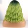 Green Ombre Wig Short Bob Wig Short Curly Wavy Hair Wig With Bangs Ombre Green Wig for Women Heat Resistant Synthetic Hair Wigs for Daily Use Cosplay Wig With Wig Cap