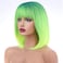 Neon Green Bob Wigs Ombre Green Wig for Women Short Straight Wig with Bangs Lime Green Wigs Synthetic Heat Resistant Wigs ST Patricks Day Wig Halloween Party Wig with Wig Cap