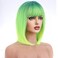 Neon Green Bob Wigs Ombre Green Wig for Women Short Straight Wig with Bangs Lime Green Wigs Synthetic Heat Resistant Wigs ST Patricks Day Wig Halloween Party Wig with Wig Cap
