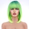 Neon Green Bob Wigs Ombre Green Wig for Women Short Straight Wig with Bangs Lime Green Wigs Synthetic Heat Resistant Wigs ST Patricks Day Wig Halloween Party Wig with Wig Cap
