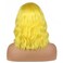 Short Yellow Bob Wig with Bangs for Women Bright Yellow Curly Wavy Hair Wigs Heat Resistant Synthetic Wig