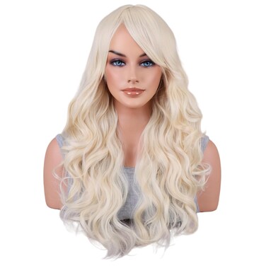 AneShe 24" Wig Women's Big Wave Synthetic Hair Long Stylish Curly Hair Wigs (Blonde 613)