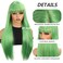 Long Straight Green 28 inch Cosplay and Patrick's Day Wig for Women with Bangs Natural Hair Fiber Synthetic Wig, Perfect for Christmas, Parties, and Cosplay