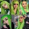 Long Straight Green 28 inch Cosplay and Patrick's Day Wig for Women with Bangs Natural Hair Fiber Synthetic Wig, Perfect for Christmas, Parties, and Cosplay