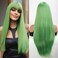 Long Straight Green 28 inch Cosplay and Patrick's Day Wig for Women with Bangs Natural Hair Fiber Synthetic Wig, Perfect for Christmas, Parties, and Cosplay