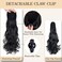 Ponytail Extension 22Inch Claw Clip In Ponytail Hair Extensions 150g/pack Pony Tail Extensions Natural Wavy Synthetic Curly Hairpiece For Women(Black,1B)