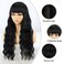 BOGSEA Black Wigs with Bangs Long Wig for Women Long Wavy Wigs with Bangs Synthetic Heat Resistant Fiber Wigs for Daily Party 26 Inch