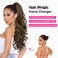 REECHO Ponytail Extension, 26 Inch Drawstring Ponytail Extension Long Curly Wavy Pony Tails Hair Extensions Natural Fake Synthetic Clip in Ponytail Hairpiece for Women Daily, Natural Black