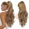REECHO Ponytail Extension, 24" Claw Clip in Long Curly Wavy Ponytail Hair Extension Jaw Clip on Pony Tails Hairpiece for Women - Light Brown with Highlights