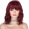 morvally Red Wigs for Women Burgundy Red Wig with Bangs Short Dark Wine Red Wavy Synthetic Hair Bob Wigs for Womens Daily Wear 12 Inch