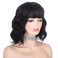 Short Black Wavy Wig with Bangs for Women 12 Inch Natural Synthetic Hair Bob Wigs for Womens Daily Wear (Black)