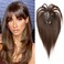 Hair Toppers for Women Real Human Hair, Bangs Hair Clip 360&deg; 3D Cover Wispy Fake Clip in Bangs Hair Extensions, Hair Topper Hair Pieces for Women (Mocha Brown)