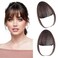 Clip in Bangs 100% Real Human Hair, Fake Bangs Hair Clip on Bangs for Women, Dark Brown Wispy Bangs Clip in Hair Extensions for Daily Wear (Dark Brown, Wispy Bangs)
