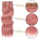 4PCS Clip in Hair Extensions 20Inch Long Wavy Hair Extensions Clip ins Synthetic Thick Hair Piece for Women (Pink)
