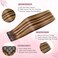 Clip in Hair Extensions Real Human Hair 18 Inch Thick End Hair Extensions Clip ins 120g 7pcs Balayage Chocolate Brown to Caramel Blonde Seamless Hair Extensions for Women