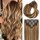 Clip in Hair Extensions Real Human Hair 18 Inch Thick End Hair Extensions Clip ins 120g 7pcs Balayage Chocolate Brown to Caramel Blonde Seamless Hair Extensions for Women