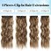 KooKaStyle Clip in Synthetic Hair Extensions Long Wavy 4PCS Honey Blonde Mixed Light Fiber Double Weft Natural Hair Extensions 20 Inch for Women