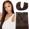 Dark Brown Hair Extensions Clip In Hair Extensions Real Human Hair For Women 7pcs Per Set with 16 Clips 100% Remy Virgin Human Hair Clip In Extensions Double Weft Straight Soft Hair 14inch