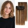 S-noilite Hair Extensions for Short Hair Clip in Human Hair 2PCS 2 Clips Balayage Clip in Hairpieces Remy Hair For Women with Thinning Hair Add Hair Volume 4 Inch Medium Brown/Dark Blonde