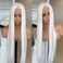 White Synthetic Lace Front Wigs for Women Girls Long Silky Straight Lace Wig Glueless Natural Hairline Wig Middle Part Heat Resitant Fiber Hair