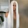 White Synthetic Lace Front Wigs for Women Girls Long Silky Straight Lace Wig Glueless Natural Hairline Wig Middle Part Heat Resitant Fiber Hair