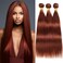 Reddish Brown Human Hair Bundles Color 33 Copper Red Brown Straight Bundles Brazilian Human Hair Double Weft Remy Hair Extensions Wet and Wavy Bundles Silky and Soft for Black Women 14 16 18 Inch