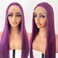 Purple Synthetic Lace Front Wig For Woman Wear And Go Glueless Wig Pre Plucked HD Transparent Lace Wig