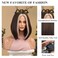 Mix Blonde Brown Short Bob Wigs for Women Heat Resistant Synthetic Colored Wig 150 Density Natural Middle Part Straight Wig for Cosplay Party(14 Inch)