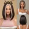 Mix Blonde Brown Short Bob Wigs for Women Heat Resistant Synthetic Colored Wig 150 Density Natural Middle Part Straight Wig for Cosplay Party(14 Inch)