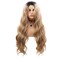 Honey Blonde Lace Front Wigs for Women Wavy Black Ombre Highlight Brown Syntehic Lace Front Wig Long Curly Glueless Lace Wigs Synthetic Heat Resistant Fiber Hair Cosplay Party Daily Wig 24 Inch