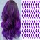 16 Pcs Colored Hair Extensions Curly Wavy Clip in Synthetic Hairpiece Streak for Girls Women Kid, Multi-colors Party Highlights Cosplay Festival Gift(Purple)