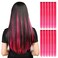 YaFex 12 Pcs Clip in Hair Extensions, 22 Inch Colored Hair Extensions Party Highlights Long Straight Synthetic Hairpieces for Women Kids Girls (Hot Pink)