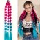 2 Packs Colored Braid Hair Extensions 24 Inch Hair Extensions Colorful Ponytail Extensions with Hair Ties Bubble Braiding Hair Extension for Women Girls Festival Rave Ombre Crazy Hair Day
