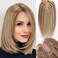 starluck 5x5 inch Lage Silk Base 14 Inch Real Human Hair Toppers for Women,60 Gram High volume, 100% Real Human Hair Toppers for Women with thinning hair hair loss（Brown Mixed Blonde, no Bangs