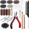 Fedmut Hair Extension Tools Kit, 5 Colors 1000Pcs Micro Silicone Rings Beads with Hair Extension Remove Pliers, Pulling Hook, Threads, Needle for Hair Extensions Hair Styling