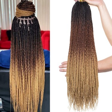 Xtrend 8 Packs 18 Inch Medium Long Box Braids Crochet Hair 144 Strands Pre-looped Boho 3X Braids Hair Extensions Synthetic Crochet Hair for Woman (1B3027#)