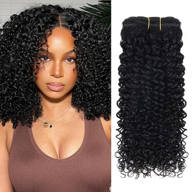 Curly Clip in Hair Extensions Real Human Hair 3B 3C Curly Hair Clip in Extensions for Women 10pcs 120g Jerry Curly Clip ins Brazilian Human Hair Curly Clip in Extensions (12 Inch)