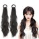 Curly Ponytail Extension with Hair Tie Hair Natural Black Hair Wig Synthetic Hair Pieces for Women Girls Daily Wear 16 Inch Wave Fake Ponytail Wigs Accessories