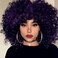 Afro Purple Curly Wig for Black Women Short Kinky Mixed Black Fluffy Wig Synthetic Heat Resistant Hair for Halloween Daily Use