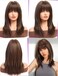 Dark Brown Wigs for Women layered Straight Wig with Bangs Natural Synthetic Hair