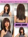 Dark Brown Wigs for Women layered Straight Wig with Bangs Natural Synthetic Hair
