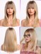 Light Blonde Wigs for Women layered Straight Wig with Bangs Natural Synthetic Hair with Dark Roots