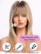 Light Blonde Wigs for Women layered Straight Wig with Bangs Natural Synthetic Hair with Dark Roots
