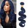Dark Blue Color Body Wave Bundles Human Hair, Quick Weave Sew In Wavy 12A 100% Brazilian Virgin Hair Bundles Deals Human Hair Real Soft Glossy Thick Body Wave Single Bundles 12 Inch