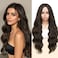 WIGNEE Long Wavy Wig Middle Part Dark Brown Wig 26 Inches Long Wigs For White Women Natural Looking Hair Wig Long Wigs For Women Daily Party Use