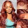 Dark Ginger Wig Human Hair Pre Plucked 13x4 Auburn Colored Human Hair Lace Front Wigs Body Wave Glueless Wigs Human Hair HD Lace Frontal Reddish Brown Human Hair Wig 24 Inch